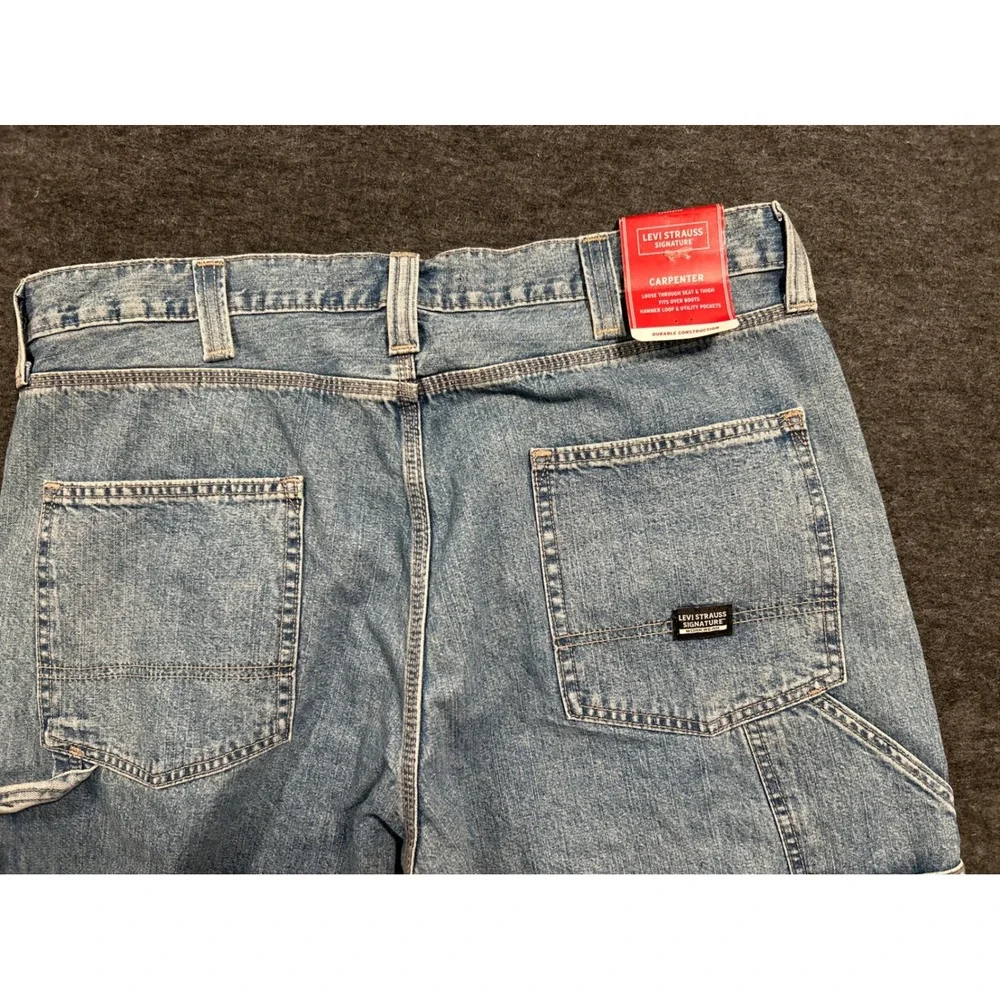 Levi Strauss Signature Carpenter Jeans Mens 38x32 Light Wash NEW Workwear Denim